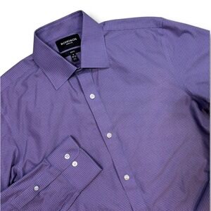 Bonobos Men's Slim Fit Wrinkle-Free Dress‎ Shirt, Purple Check, Medium (15 1/2)